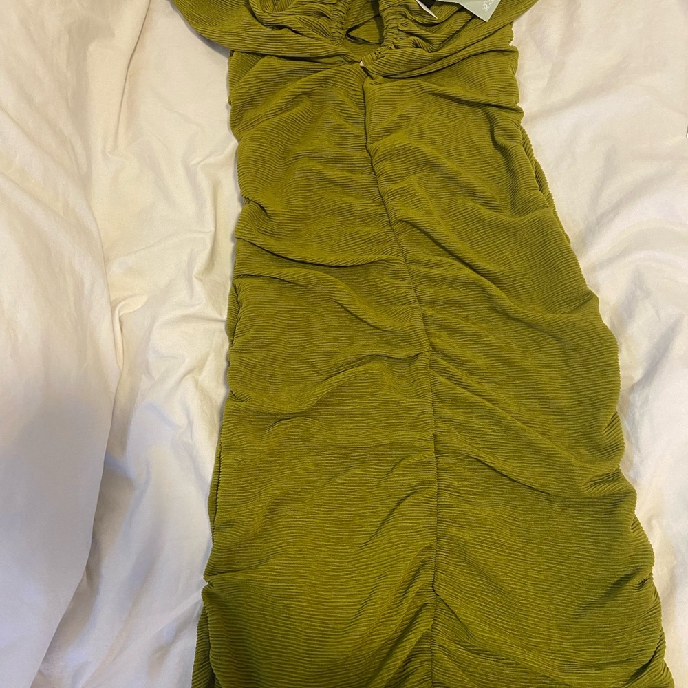 H&M Olive Green Ruched Dress